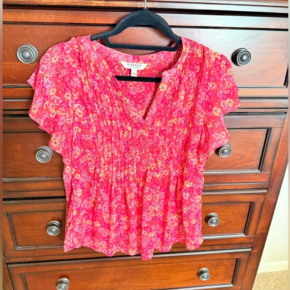 Liverpool Pink and Orange Floral Blouse